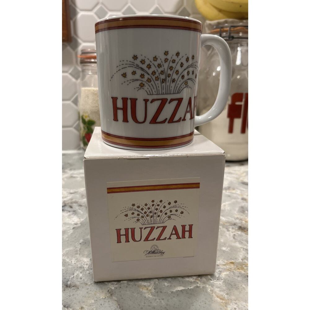 Huzzah Coffee Cup Mug Colonial Williamsburg Reserve Collection Mottahedeh NIB